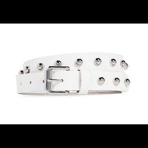 NWT Rebecca Minkoff White leather Studded Belt M
